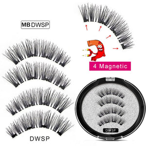 2020 New 2 Pair 4 Magnetic False Eyelashes natural with 3D/6D magnets handmade magnetic lashes natural Mink eyelashe magnet lash