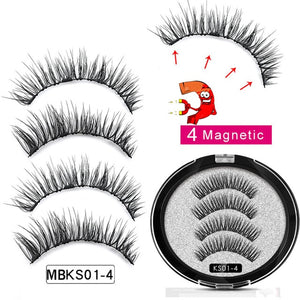 2020 New 2 Pair 4 Magnetic False Eyelashes natural with 3D/6D magnets handmade magnetic lashes natural Mink eyelashe magnet lash