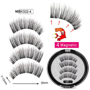 2020 New 2 Pair 4 Magnetic False Eyelashes natural with 3D/6D magnets handmade magnetic lashes natural Mink eyelashe magnet lash