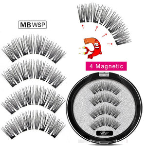 2020 New 2 Pair 4 Magnetic False Eyelashes natural with 3D/6D magnets handmade magnetic lashes natural Mink eyelashe magnet lash