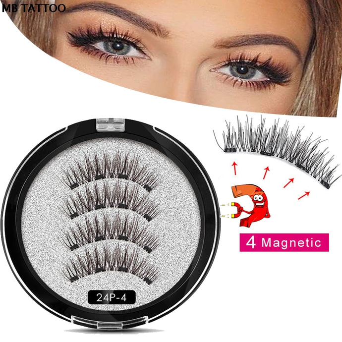 2020 New 2 Pair 4 Magnetic False Eyelashes natural with 3D/6D magnets handmade magnetic lashes natural Mink eyelashe magnet lash