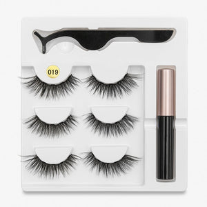 3 pair 5 Magnetic Eyelashes 3D Faux mink Eyelashes Magnet Lashes Magnetic Liquid Eyeliner&Magnetic False Eyelashes & Tweezer Set