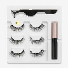 Load image into Gallery viewer, 3 pair 5 Magnetic Eyelashes 3D Faux mink Eyelashes Magnet Lashes Magnetic Liquid Eyeliner&amp;Magnetic False Eyelashes &amp; Tweezer Set