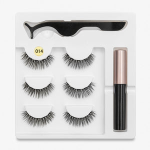 3 pair 5 Magnetic Eyelashes 3D Faux mink Eyelashes Magnet Lashes Magnetic Liquid Eyeliner&Magnetic False Eyelashes & Tweezer Set